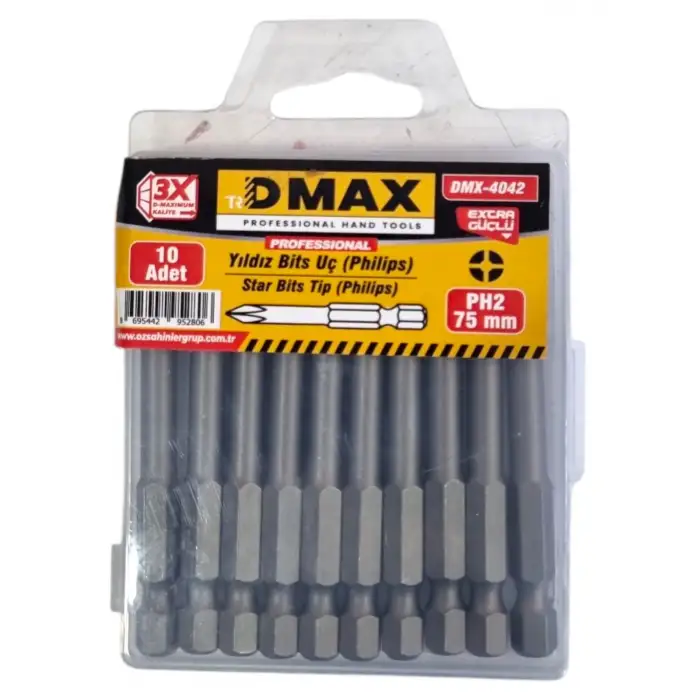 DMAX BİTS UÇ PH-2 2X75 MM DMX-4042 (PKT-10 LU)