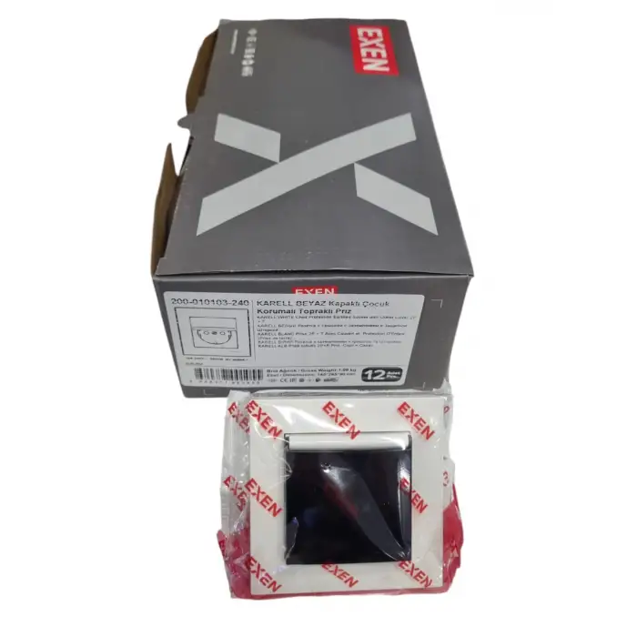 EXEN KARELTOPRAKLI PRİZ KAPAKLI BEYAZ