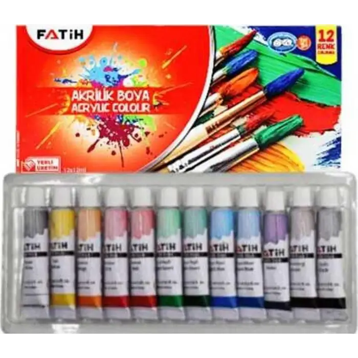 FATİH AKRİLİK BOYA 12 RENK TÜPLÜ