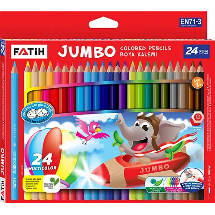FATİH KURU BOYA JUMBO 24 RENK (PKT-6 LI )