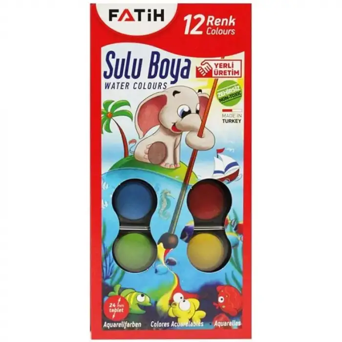 FATİH SULU BOYA BÜYÜK BOY 12 RENK 00906 K-12