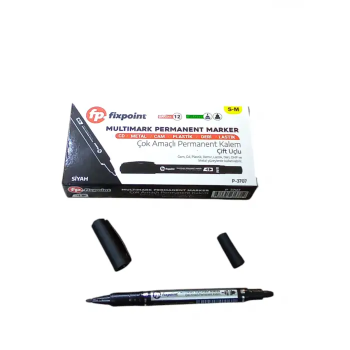 FİXPOİNT PERMANENT KALEM ÇİFT UÇ. SİYAH  P-3707