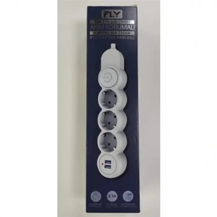 FLY GRUP PRİZ AKIM KORU.ANAH.3LÜ 2MT 2 USB 3393-01