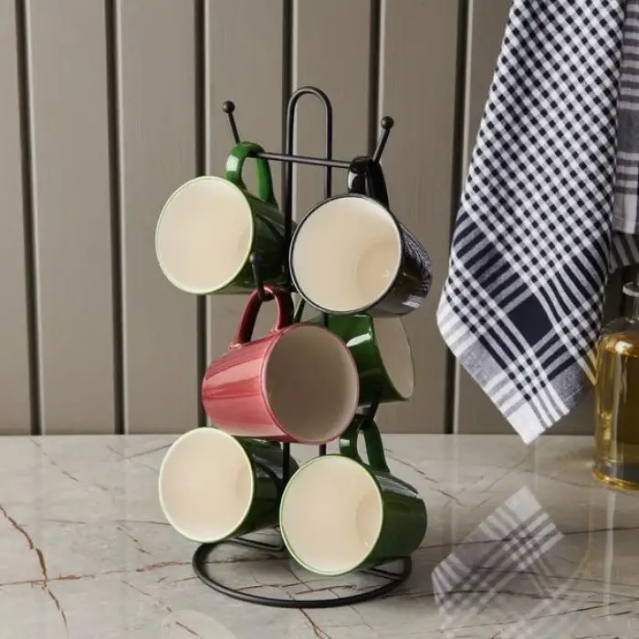 FURYA KUPA VE FİNCAN ASKILI STANDI SİYAH