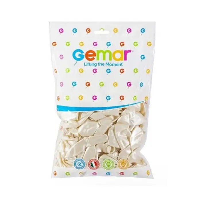 GEMAR METALİK BEYAZ BALON GM90-028 (PKT-100 LÜ)