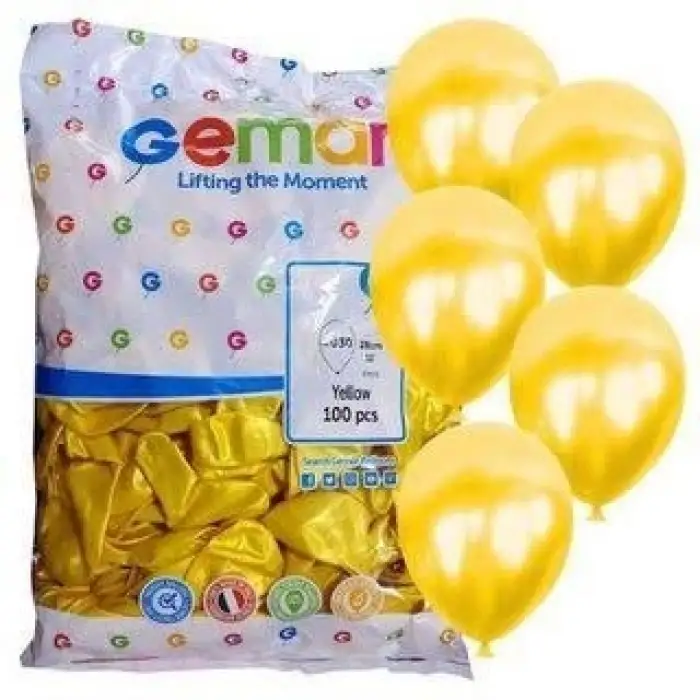 GEMAR METALİK SARI BALON GM90-030 (PKT-100 LÜ)