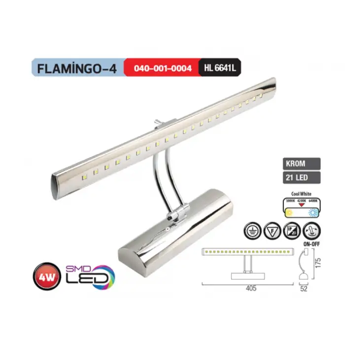 HOROZ FLAMINGO-4 RESİM ARMATÜRÜ 4200K KROM 4 W