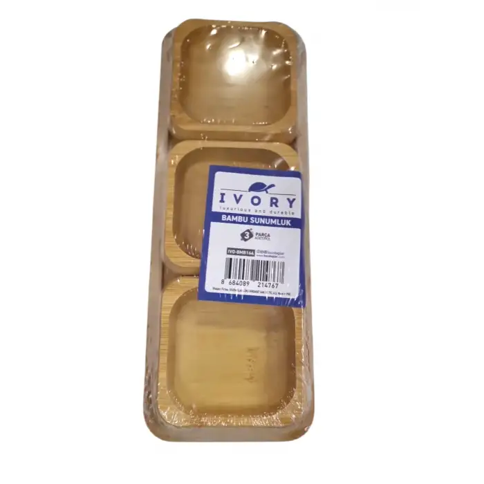 IVORY BAMBU SUNUMLUK SET KARE 3 LÜ BMB-164