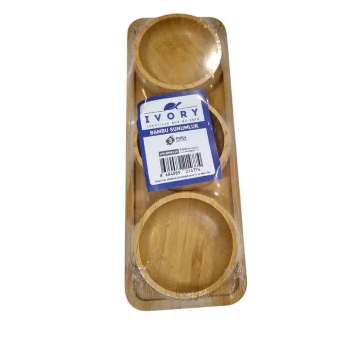 IVORY BAMBU SUNUMLUK SET YUVARLAK 3 LÜ BMB-165