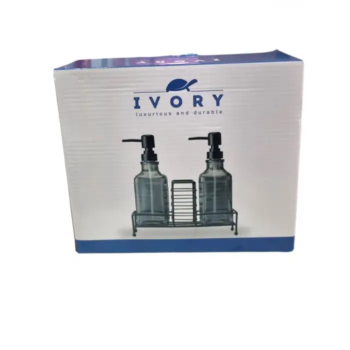 IVORY CAM SIVI SABUNLUK İKİLİ STANDLI IVO-SB122