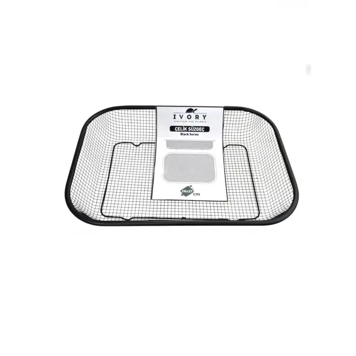IVORY ÇELİK SÜZGEÇ KARE SİYAH 28X37 CM SZG-322