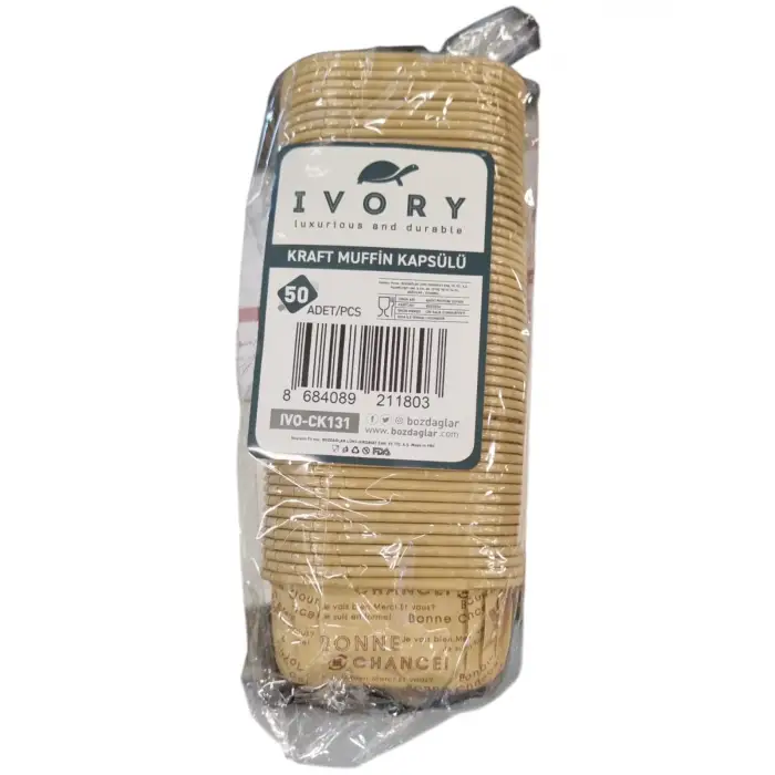 IVORY MUFFİN KEK KALIBI KRAFT DESENLİ 50Lİ IVO-131