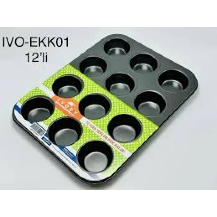 IVORY MUFFİN KEK KALIBI TEFLON 12 SIRA IVO-EKK01