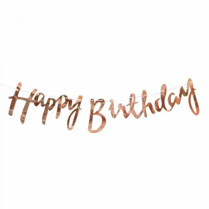 KALİOGRAFİ HAPPY BRITHDAY YAZI BANNER-ROSE GOLD