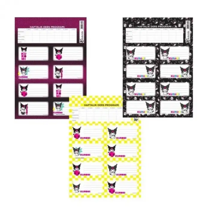 KESKİN KUROMİ OKUL ETİKETİ DERS PROGRAMLI 3 LÜ