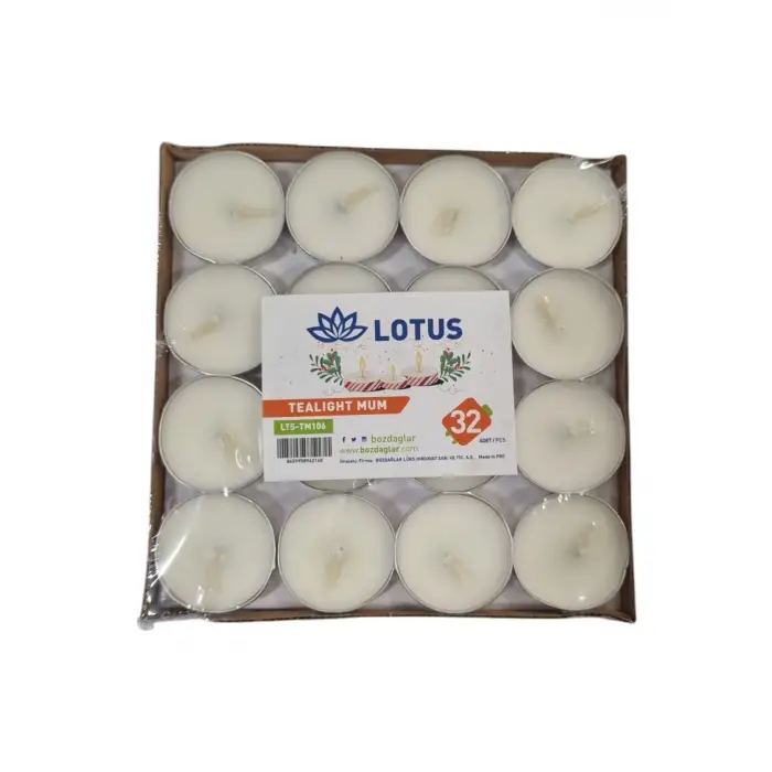 LOTUS TEALIGHT MUM YUVARLAK BEYAZ 32 Lİ LTS-TM106