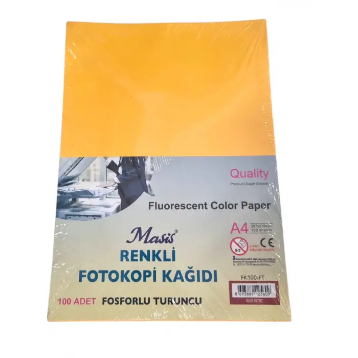 MASİS FOSFORLU TURUNCU A4 KAĞIT 100 LÜ FK100-FT