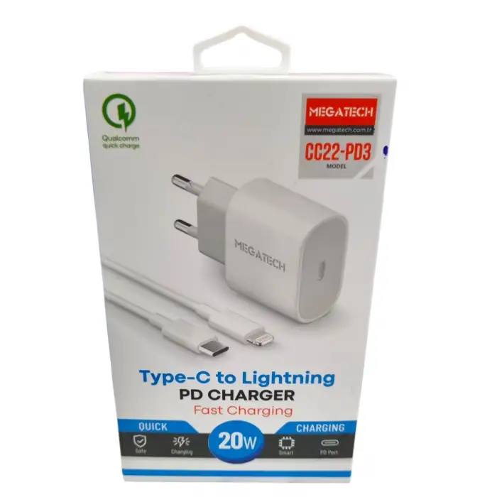 MEGATECH ŞARJ ALETİ 20 W IPHONE CC22
