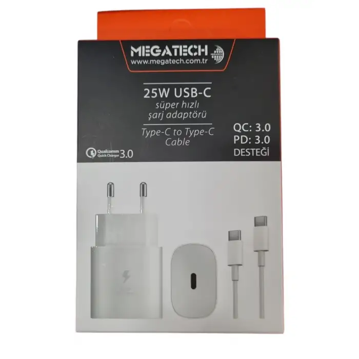 MEGATECH SÜPER HIZLI ŞARJ ALETİ TYPE-C 3.0A MT-25W