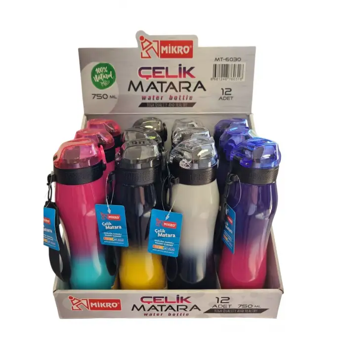 MİKRO İKİ RENKLİ ÇELİK MATARA 750ML 6030 (PK-12Lİ)