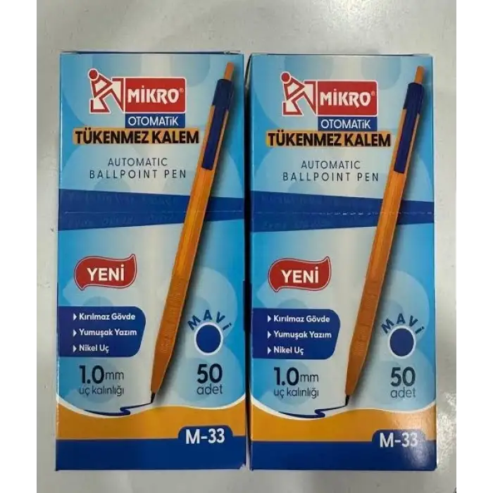 MİKRO MAVİ TÜKENMEZ KALEM M-33 (PKT-50Lİ)