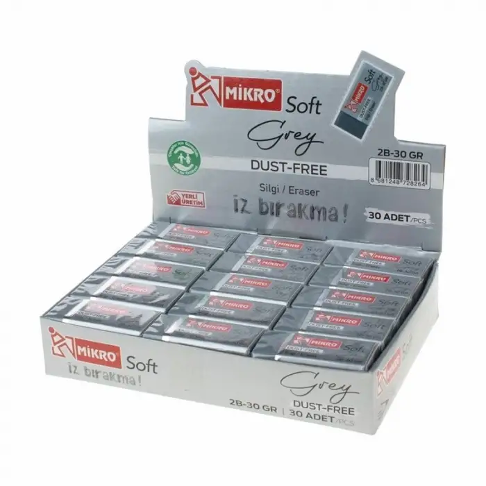 MİKRO SİYAH SOFT SİLGİ 2B-30 GR (PKT-30LU)