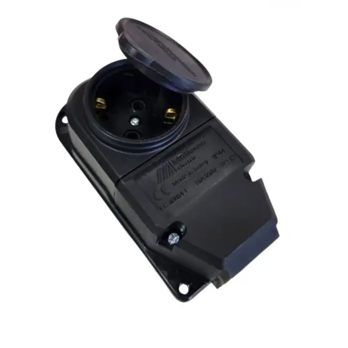 MUTLUSAN 1X16A MONAFAZE TOPRAKLI DUVAR PRİZİ MUT-29/6 (KAUÇUK)