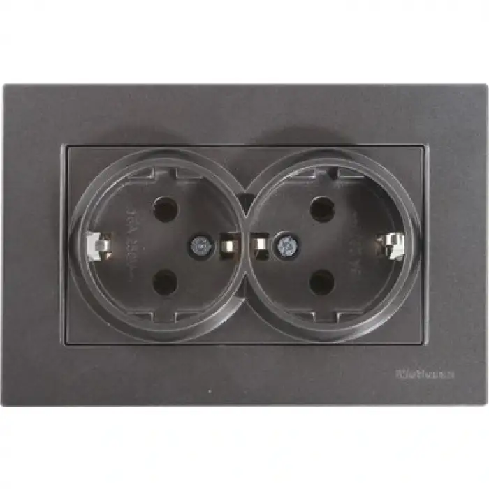 MUTLUSAN RİTA İKİLİ TOPRAKLI PRİZ FÜME BLİSTERLİ