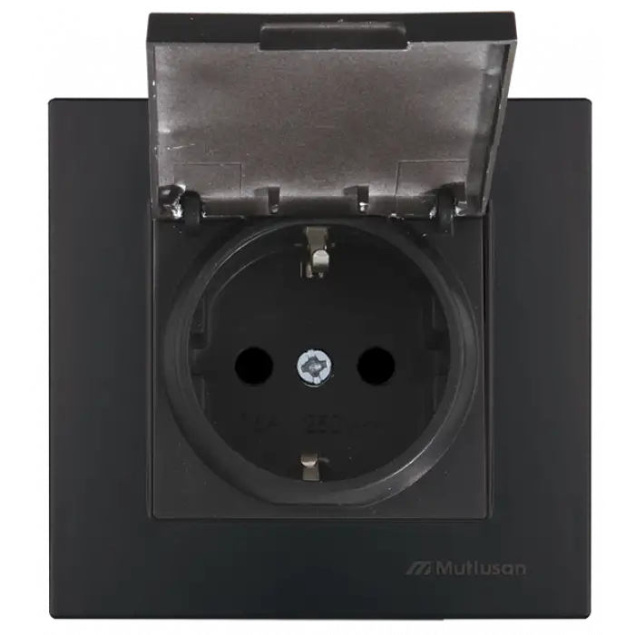 MUTLUSAN RİTA KAPAKLI TOP.PRİZ SİYAH POŞ.(PK-12Lİ)