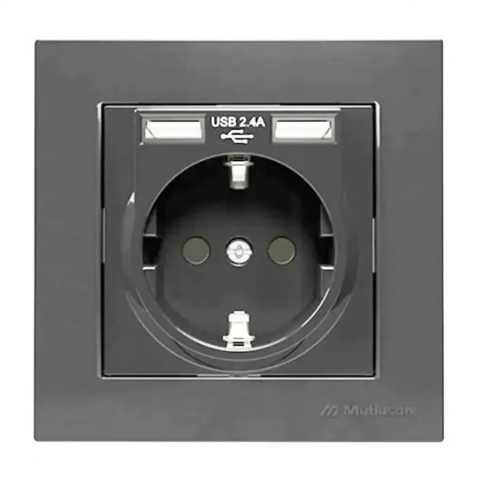 MUTLUSAN RİTA TOP.PRİZ USB+TYPE-C ANTRASİT BLİSTER