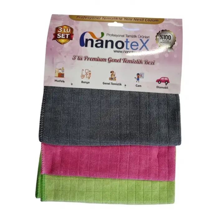 NANOTEX PREMİUM GENEL TEMİZLİK BEZİ SETİ 3 LÜ MK-3