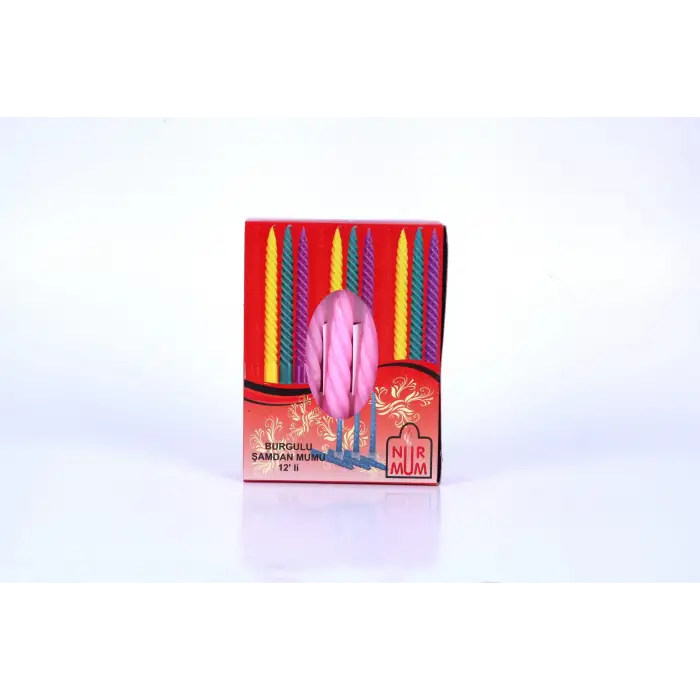 NUR ŞAMDAN MUMU BURGULU RENKLİ X-202(PK-12 Lİ)