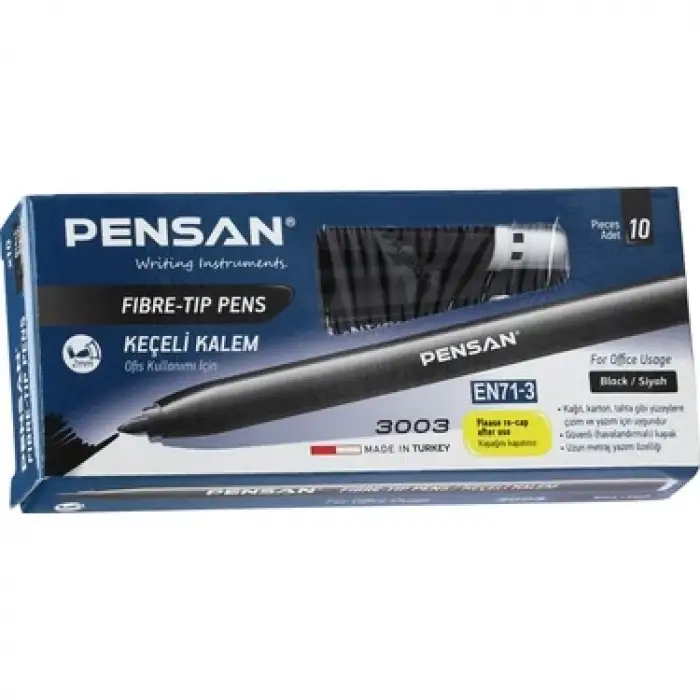 PENSAN KEÇELİ KALEM SİYAH 10 LU