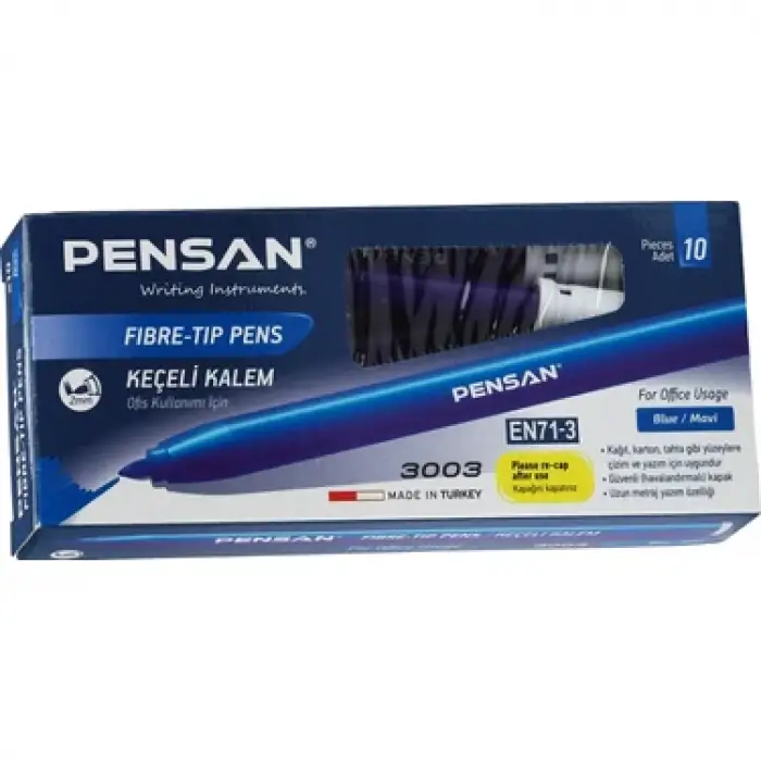 PENSAN OFİS TİPİ KEÇE.KALEM MAVİ 3033 (PKT-10 LU)