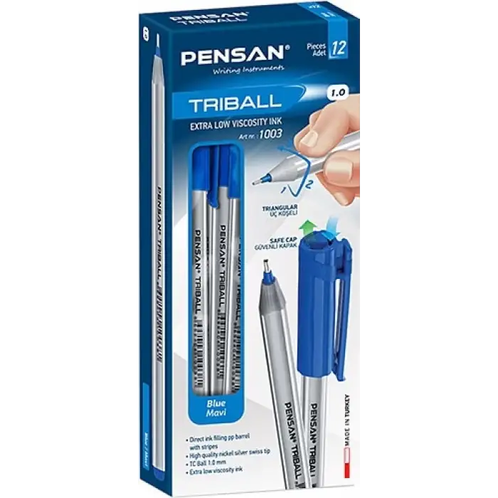 PENSAN TÜKENMEZ KALEM TRIBALL(PKT12 Lİ) 1003 MAVİ