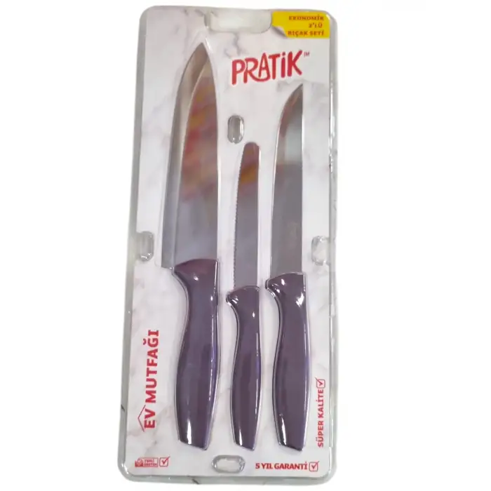 PİRGE EKONOMİK BIÇAK SETİ KARIŞIK RENK 3 LÜ 43251