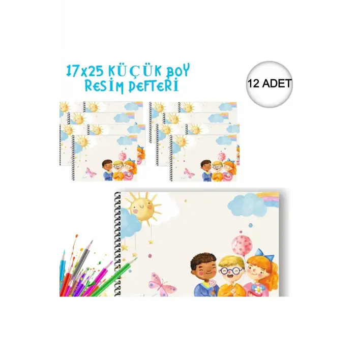 RESİM DEFTERİ KARTON KAPAK 17X25 (PKT-12 Lİ)