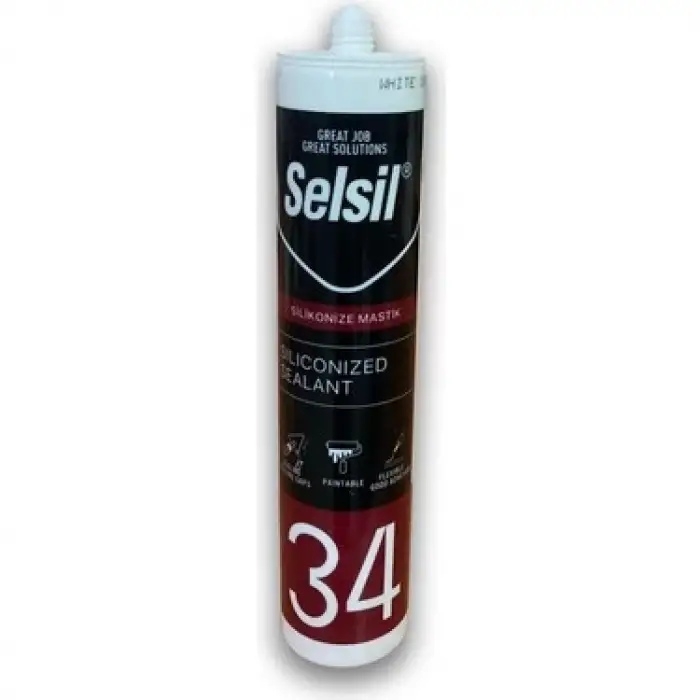SELSİL 34 SİLİKONİZE MASTİK BEYAZ 450 GR 34248