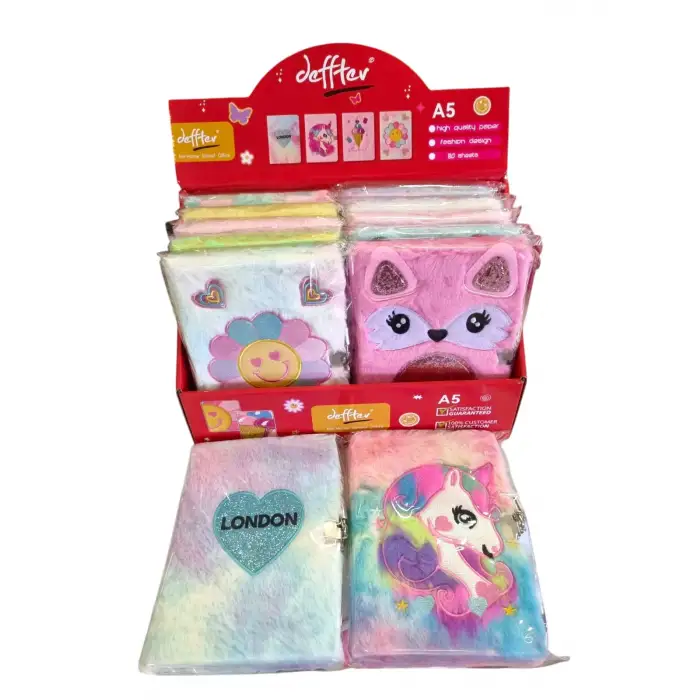 SİNGLE COLOR A5 PELUŞ DEFTER KİLİTLİ (PKT-12 Lİ)