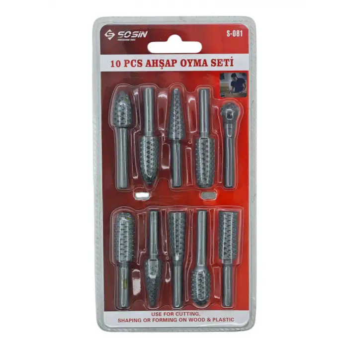 SOSİN AHŞAP OYMA SETİ 10 PARÇA S-081