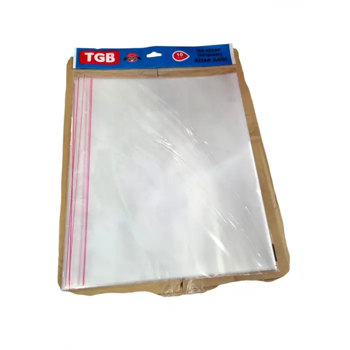 TGB KİTAP KABI TEK KENAR YAPIŞKANLI ŞEFFAF 10 LU