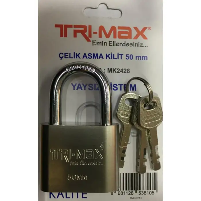 TRI-MAX ÇELİK ASMA KİLİT 50 MM MK-2428