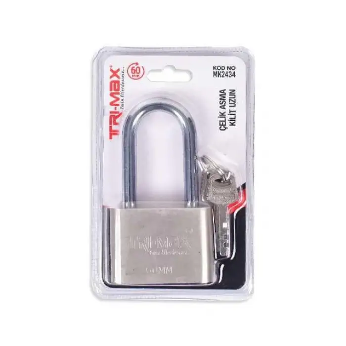 TRI-MAX ÇELİK ASMA KİLİT UZUN 60 MM MK-2434