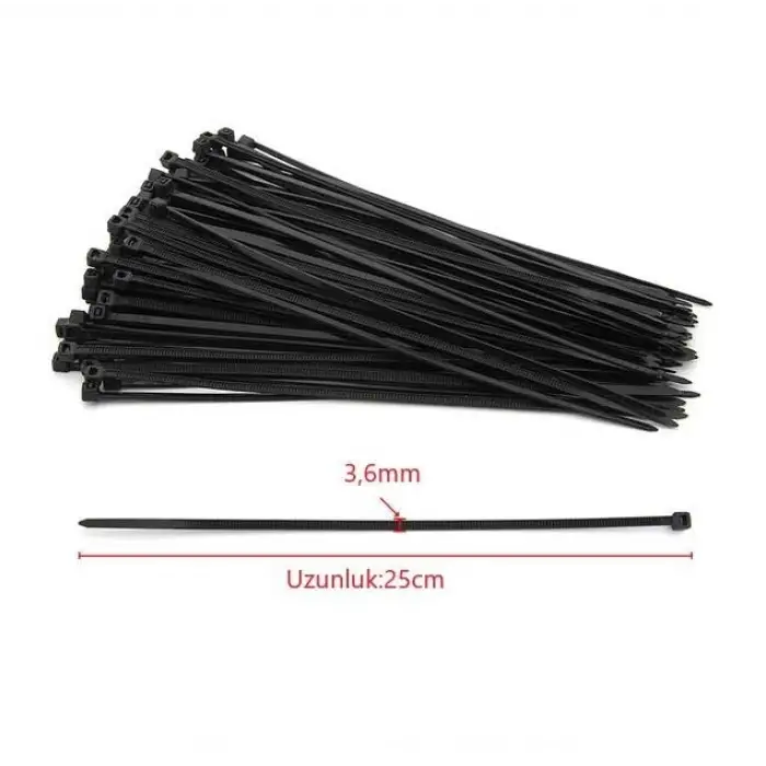 TUDOR CIRT KELEPÇE(KABLO BAĞI)3,6X370 SİYAH 25 Lİ