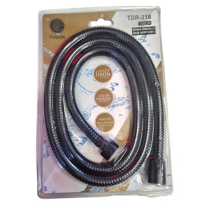 TUDOR DUŞ HORTUMU SİYAH VAKUMLU TDR-218