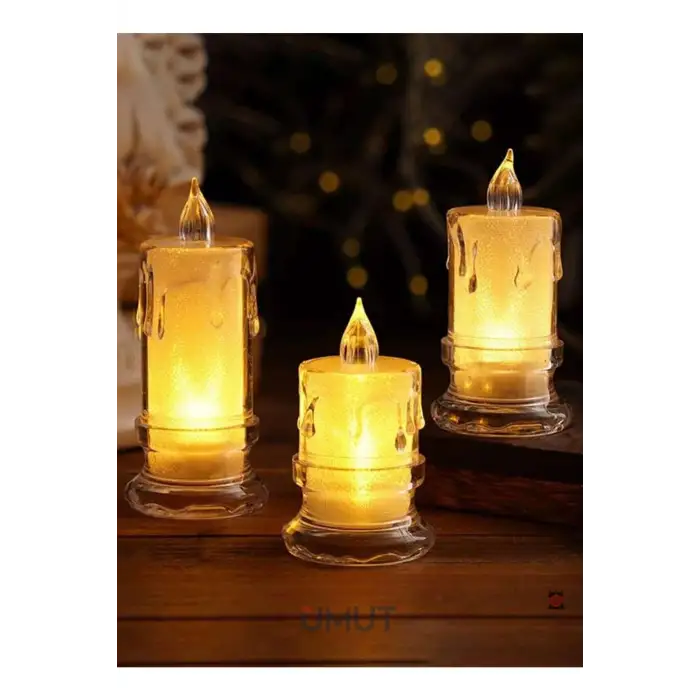YAKUT ÇİZGİLİ KRİS.LED MUM BÜYÜK BOY 13631 (PK-24)