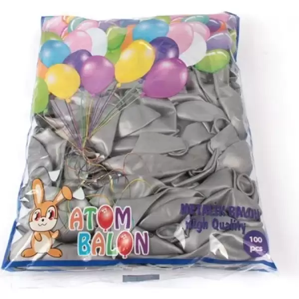 ATOM METALİK BALON GÜMÜŞ 100 LÜ