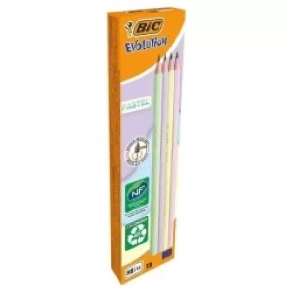 BİC KURŞUN KALEM EVOLUTİON PASTEL SİLGİ.(PK-12 Lİ)