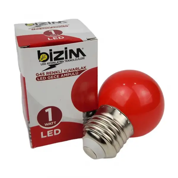 BİZİM AKKOR GECE AMPÜLÜ KIRMIZI YUVARLAK(PKT-10LU)