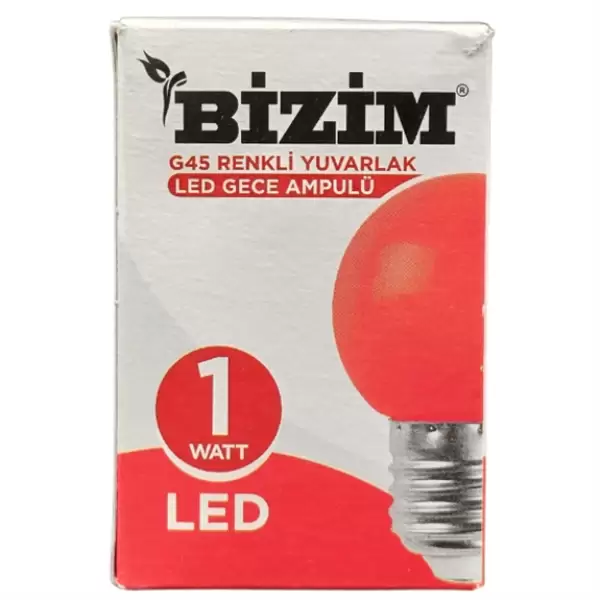 BİZİM LED GECE AMPULÜ KIRMIZI 1 W (PKT-10 LU)